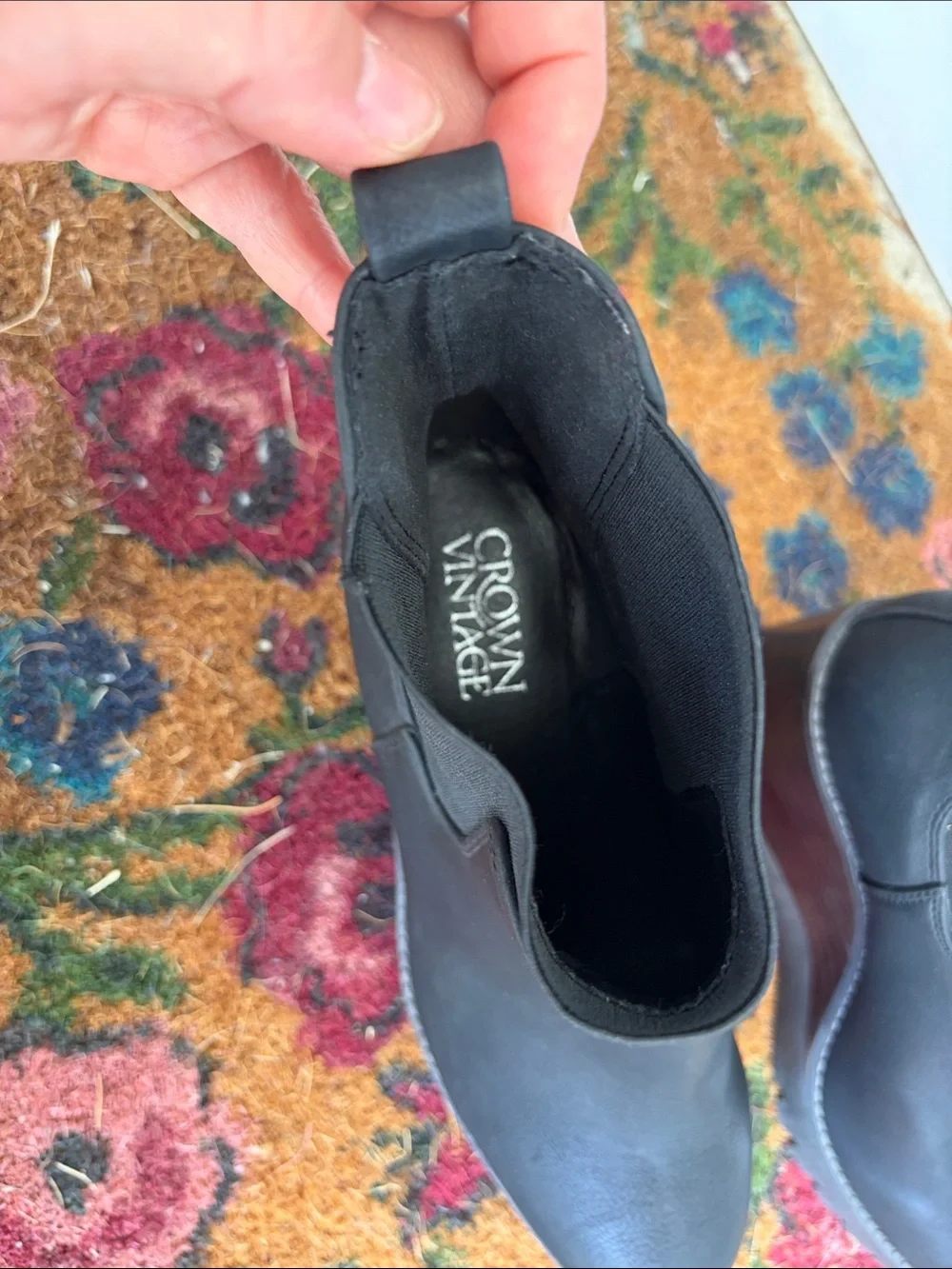 NWOT Crown vintage Black Wedge Chelsea Ankle Boot